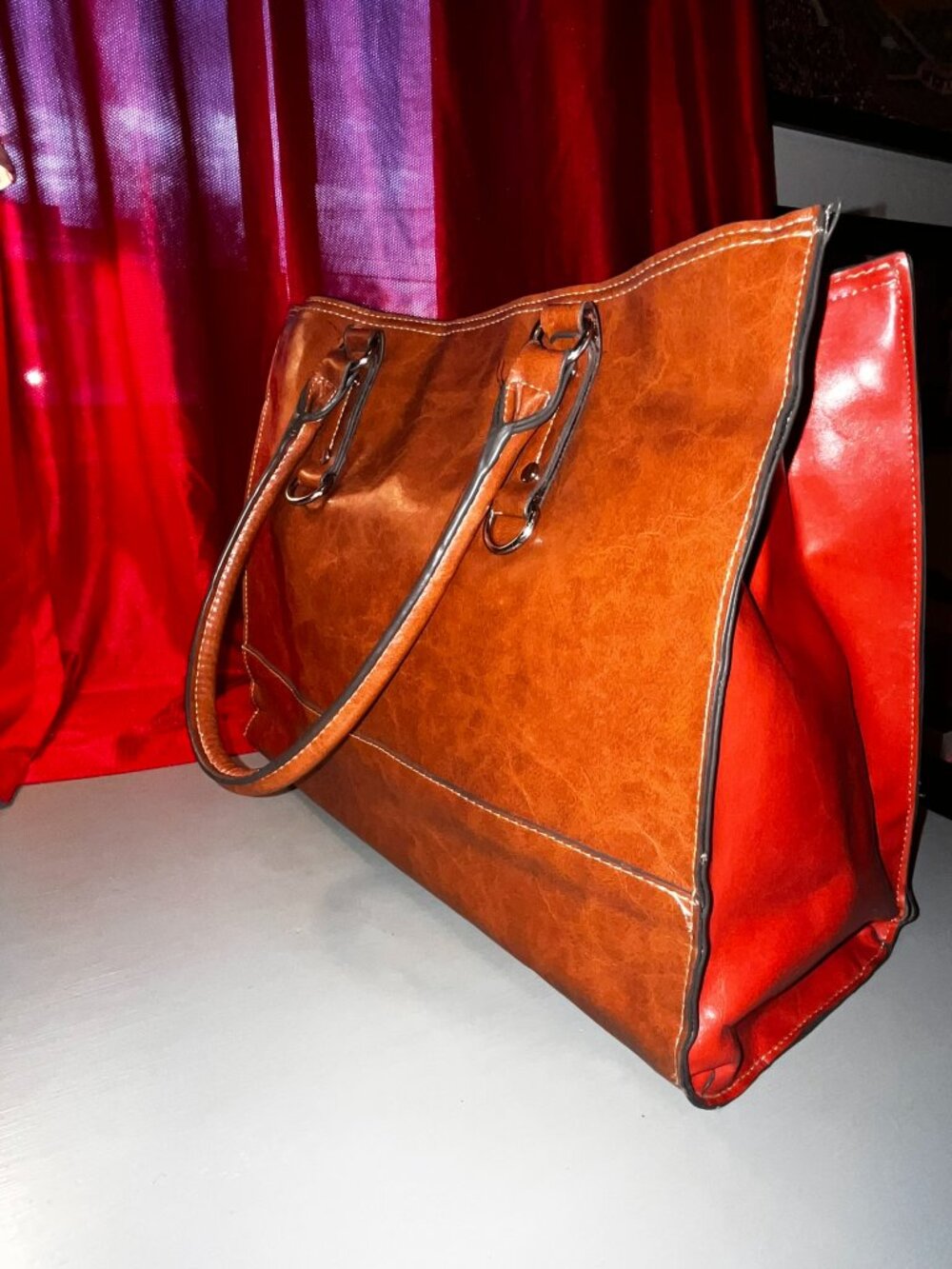 Vintage High-Quality Artisian Faux Leather Utility Tote ~ Excellent Condition!!